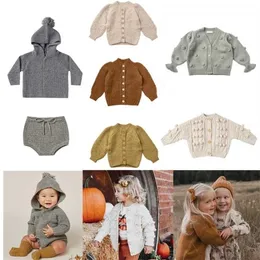Barntröjor Rylee och Cru Höst Winter Boys Girls Fashion Stickning Cardigan Baby Barn Bomull Outwear Kläder 211201