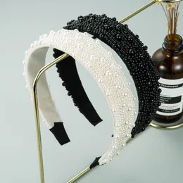 s2027 fashion women hair jewelry handmade faux pearl beads cloth hair hoop hair band accessories headband