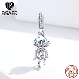 Perlen BISAER 925 Sterling Silber Qualle Perlen Ozean Welt Charms passen Armbänder Armreifen Silber 925 Schmuck ECC1297 Q0531