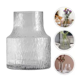 Vasos Vaso de vidro listrado onda Vaso de vidro listrado Decorativo Recipiente de flores Adornamento de vaso hidropônico