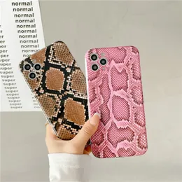 Mode Snake Pattern Phone Fodral för iPhone 12 11 Pro Max XR X 7 8 Plus TPU Protection Animal Shell ShockoProof Luxury Cellphone Cover Models