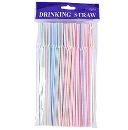 2021 Ny engångsplast Dricksvatten 20.8 * 0.5cm Multicolor Bendy Drink Straw for Party Bar Pub Club Restaurant