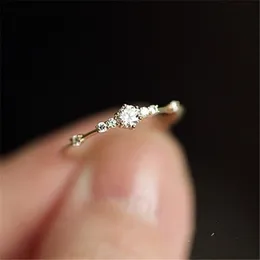 2021 moda vintage oro 14 carati 7 piccoli diamanti squisiti piccoli freschi donne anello di fidanzamento festa amanti gioielli moda regalo festa di alta qualità