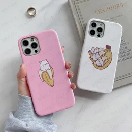 Projekt bananowy kot etui na telefony dla iPhone 12 Mini 12pro 11 11pro X Xs Max Xr 8 7 6 6s Plus moda skórka list skrzynki okładka