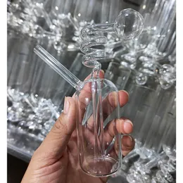 Spiral Integrated Clear Glass Hookah Smoking Pipe Oil Burner Small Pot Ash Catchers Bong Smoke Shisha Diposable Glass Pipes Bubbler Tobacco Bowl Accessories