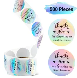 laser Adhesive Stickers 500PCS Roll 1inch Thank You for supporting my small business Round Label For Holiday Presents Business Festive Decoration