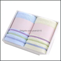 Towel Textiles Home & Gardentowel 100% Cotton Gift Box 2 Pack Pure Face Washing Set Adt Children Birthday Wedding Hand Drop Delivery 2021 Hr