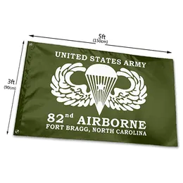US Army 82nd Airborne Fort Bragg North Carolina Flag 3x5ft Double Stitching Decoration Banner 90x150cm Sportfestival Polyester Digital Tryckt Partihandel