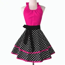 Sexy Household Cleaning Antyfulowanie Kobieta Dorosły Fartuch Koronki Halter Polka Dot 2-warstwowy BIB 210914