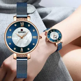Belöning Mode Luxury Womens Watch Stål Mesh Strap Quartz Armband Kvinnor Casual Vattentät Es Reloj Mujer 210616