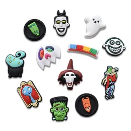 Venta al por mayor de CrocSJibbits de fiesta de Halloween, abalorios de zuecos para decoración de hebilla de zapato, pieza de pulsera para regalar