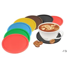 Colored Round Silicone Coaster Coffee Cup Holder Waterproof Heat Resistant Cup Mat Thicken Bottle Pads LLE12238