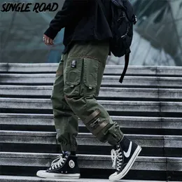 Single Road Herren Cargohose Männer Mode Seitentaschen Hip Hop Techwear Jogger Männliche japanische Streetwear Hosen Hosen Männer 211112