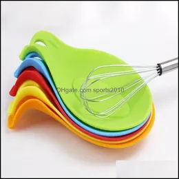 Dekoration Aessory Kitchen, Dining Bar Home Garden Resistant Sile Spoon Rest Utensil Spata Whisk Fork Holder Mats Mattor Pads Kitchen Table Too