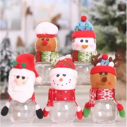 Christmas Candy Box Hanging Hand Children Creative Gift Ideas Transparent Kids Plastic Doll Jar Storage Bottle Santa Bag Sweet New Year Home Party Decorations NQO11