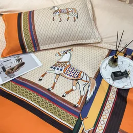 Orangefarbene Designer-Bettwäsche-Sets mit modischem Muster, Baumwolle, Queen-Size-Größe, hochwertiges Luxus-Queen-Bett-Bettdecken-Set, Covers2415