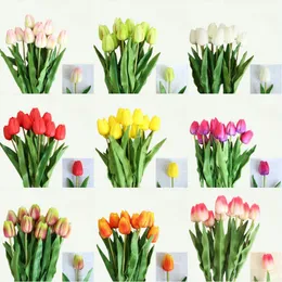 Tulip Artificial Flower White PU Real Touch for Home Decoration Fake Tulips Latex Flowers Bouquet Wedding Garden Decor