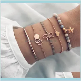 Link, Bracelets Jewelrylink, Chain Vagzeb 30 Styles Classic Bow Heart Starfish Multilayer Adjustable Open Bracelet Set For Women Fashion Par