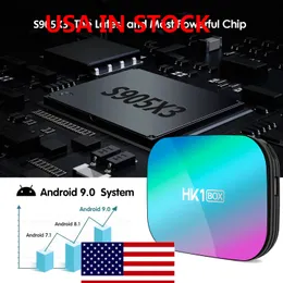 Ship från USA HK1 AMLOGIC S905X3 TV Box Android 9.0 Smart 1000M 8K Quad Core 4G RAM 32 GB ROM Dual WiFi