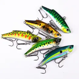 Toppkvalitet 5 Färg 7cm 14g nedsänkt penna Vib Fiske Lure Hard Bait Minnow Crankbait Life-Liknande Swimbait Bass Fishing Baits Set med 3D Fish Eyes, starka diskanthakar