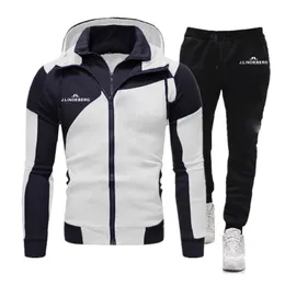Мужские спортивные костюмы J Lindeberg Printed Fashion Zipper Hoodie Sportswear Men Jogging Casual Tracksuit Running Sport Suits and Pant 2Pcs Sets