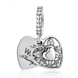 Authentisches S925 Silber „Meine Frau immer mit Kristall hängender Anhänger“-Perlen-Charm für Damen-Armband-Armband-DIY-Schmuck Q0531
