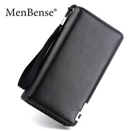 Portafogli MenBense Men Long Casual Solid Money Borse per telefono Borsa Pochette con porta carte da cintura Tasca portamonete in pelle PU