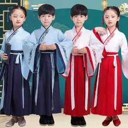 Etnische kleding Chinese stijl Kinderborduurwerk Kostuums Hanfu Jongens en Meisjes Boek Rollenspel Performance Costum