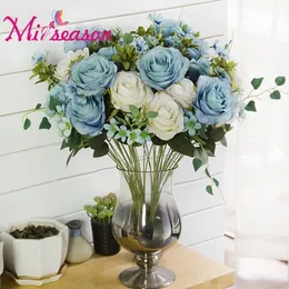 Miiseason Sztuczne 1 Kilka 11 Głowy LIFF Rose Kwiaty Bukiet Fake Floral Origining Piwonia Piwonia Wedding Home Party Decoration