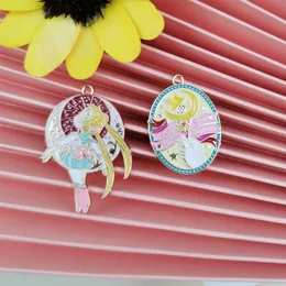 10st / pack kawaii vacker flicka emalj charms tecknad krigare metall hängsmycken handgjorda hantverk örhänge diy smycken gör gåvor