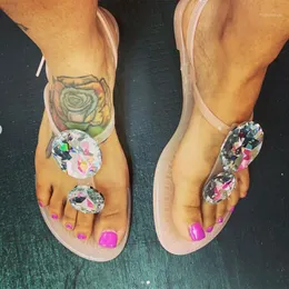 Gorąca wyprzedaż-Rhinestone żelowe sandały damskie klapki japonki kryształowe slajdy buty damskie sandały na płaskim obcasie moda diamentowe suwaki 2020 Ins Wholesale1