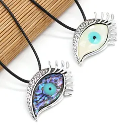 Pendant Necklaces Natural Abalone Shell Alloy Necklace With Engraved Lifelike Lovely Eye-Shaped Pendants For Men's Women's Charm Jewelry 50x
