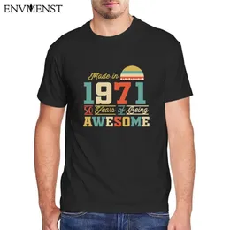 100 cotton 1971 T Shirts 50 Years of Being Awesome 50th Birthday Gifts for Women And Mens Funny Unisex Gift Shirt tops XS-3XL 210706