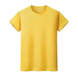 Män och kvinnor rund hals solid färgT-tröja sommar bomull botten kortärmad halvärmad b6oui