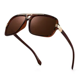 Hu madeira retângulo polarizado óculos de sol marrom lente uv400 homens mulheres óculos de sol marca de luxo