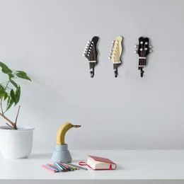 Hooks & Rails 3 PCS/Set Guitar Head Resin Clothes Hat Keys Hanger Wall Mounted Hook Living Room Storage Rack Music Ornaments