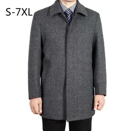 Mu Yuan Yang Wool Coat dla Mężczyzn Casual Woolen Coats Męskie Odzież męskie Kurtki Pojedyncze Płaszcz Piersed 5XL 6XL 7XL Plus Size 211122