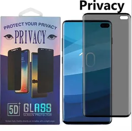 Anti-Spy 5D Curved Edge Prywatność Szkło Hartowane Ekran Telefonu Ochraniacz do Samsung Galaxy S21 Plus S20 S10 S9 S8 Uwaga 8 9 Uwaga 10 Uwaga 20 Ultra z detalicznym