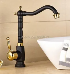 Black Gold Basin Faucet Sink Cold And Bathroom Mixer Taps 360 Degree Swivel Spout Kitchen Tap Tnf807 Faucets