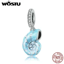 WOSTU 2020 New Original 925 Sterling Silver Bead Blue Conch Witch Dangle Charm Fit Bracelet Bangle Women DIY Jewelry Q0531
