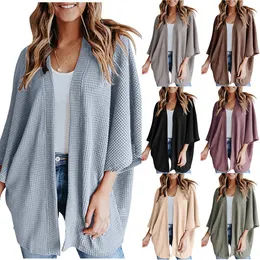 Solta cardigan sólido blusa de outono outono inverno tricotadas manga longa casual t-shirt blusa casaco outwear casacos traje streetwear B7788