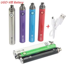 오리지널 UGO VIII 510 vape 배터리 카트리지 배터리 Ecigarettes Vapes 1300mAh 기화기 펜 E CIG MIRCO USB 포트