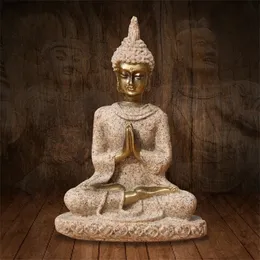 The nature Sandstone Buddha Statue Fashion Sculpture Resin Technology Hand Carved Figurine Decoration 8x5.5x2.5cm C0220