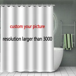 11.11-2あなたのパターンを印刷するカスタム竹のシャワーのカーテンポリエステルの布のバス浴室の浴室のフックと防水210609