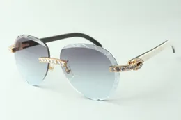 Exquisite klassische XL-Diamant-Sonnenbrille 3524027, Bügelgläser aus natürlichem gemischtem Büffelhorn, Größe: 18–140 mm