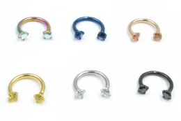 50st / lot kropp smycken -16g kirurgisk stål öra / näsa / läpp / labret ring bar läpp nippel piercing cbr hästskor sliver / svart / guld