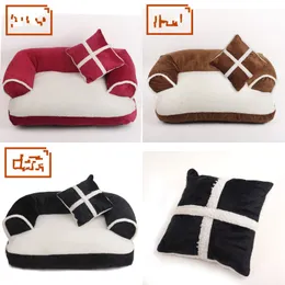 Nya Four Seasons Pet Hund Bäddsoffa med kudde Avtagbar Tvättmjuk Fleece Cat Bed Warm Chihuahua Small Dog Bed 675 K2