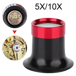 5x 10x WatchMaker Loupe Förstoringsglasögon Monokulär Aluminium Alloy Eye-Loupe Portable Handheld Titta Reparationsverktyg för Smycken, Klockor