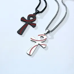 Vintage Gothic Cross Pendants Cool Street Style Necklaces Jewelry Stainless Steel Sports Baseball Necklaces for Men