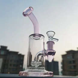 7 "Pembe Nargile Su Borusu Cam Tütün 14mm Kase Bong Beher Baz Bubbler